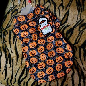 Pet Collard Tee Dog Or Cat Pumpkins Halloween sz sm New!